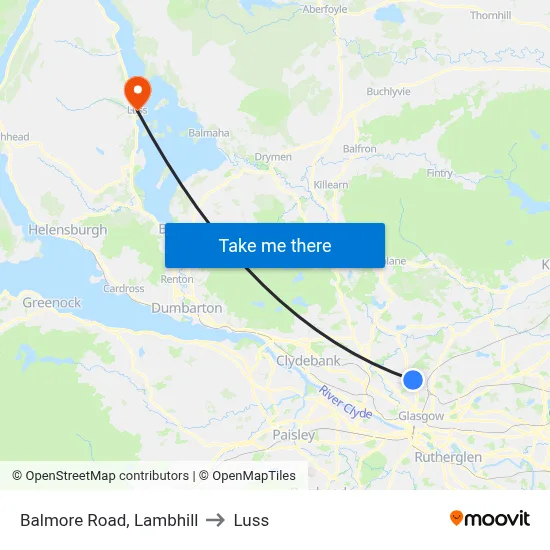 Balmore Road, Lambhill to Luss map