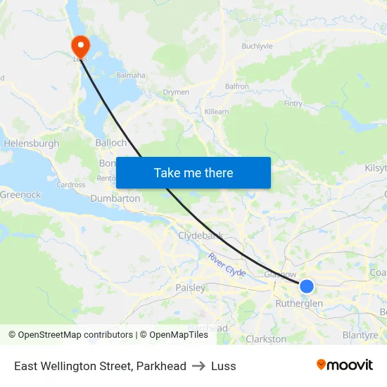 East Wellington Street, Parkhead to Luss map