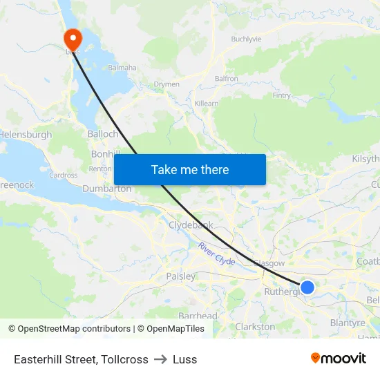 Easterhill Street, Tollcross to Luss map
