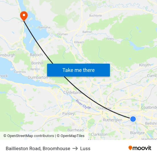 Baillieston Road, Broomhouse to Luss map