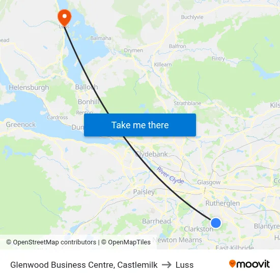 Glenwood Business Centre, Castlemilk to Luss map