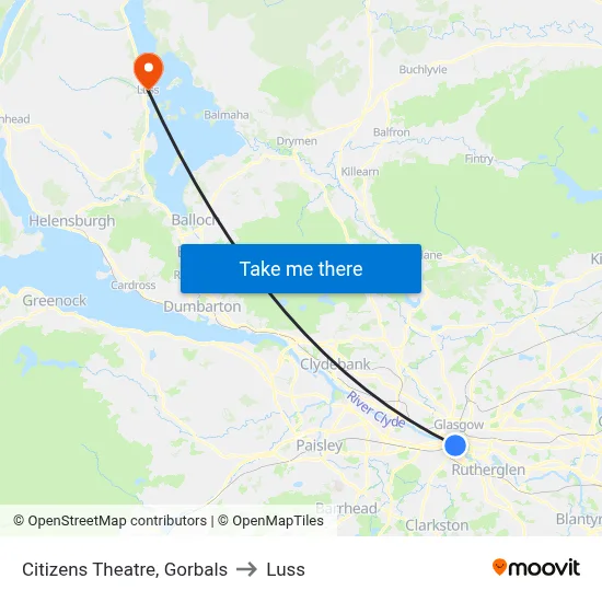 Citizens Theatre, Gorbals to Luss map
