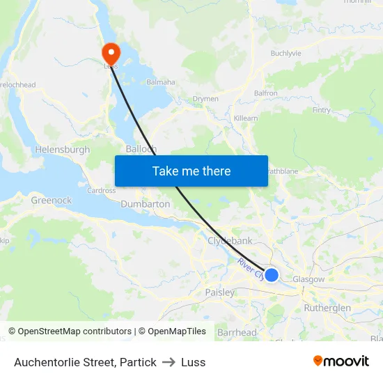 Auchentorlie Street, Partick to Luss map