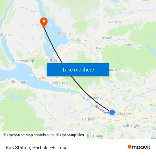 Bus Station, Partick to Luss map