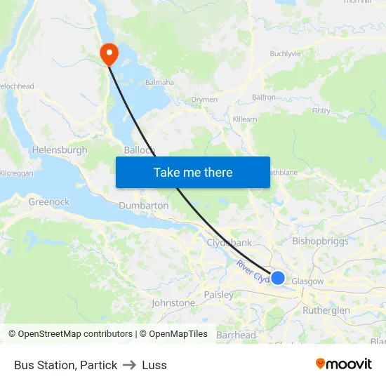 Bus Station, Partick to Luss map