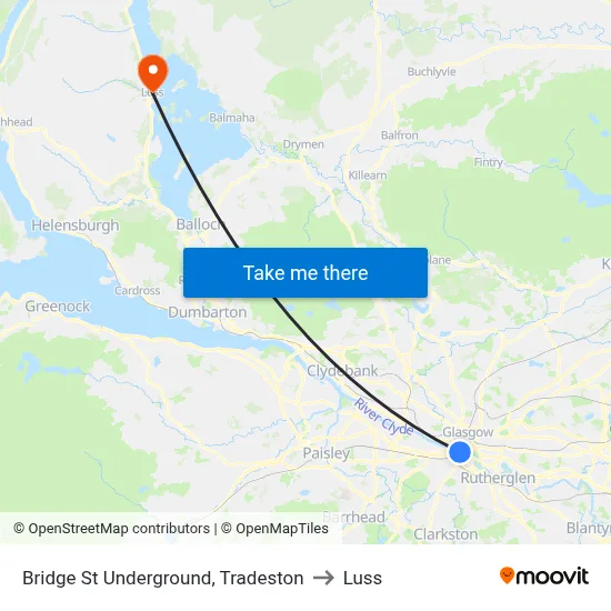 Bridge St Underground, Tradeston to Luss map