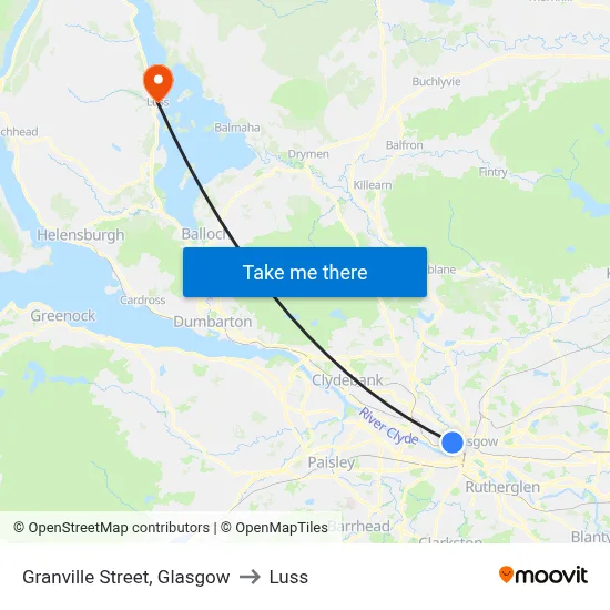 Granville Street, Glasgow to Luss map