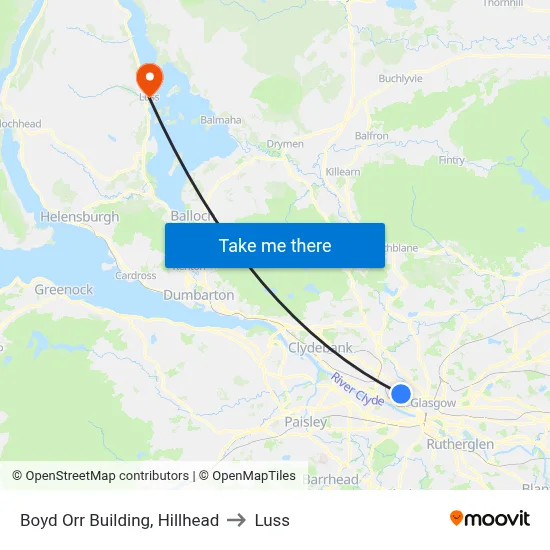 Boyd Orr Building, Hillhead to Luss map