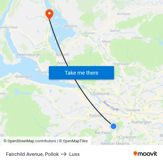 Fairchild Avenue, Pollok to Luss map