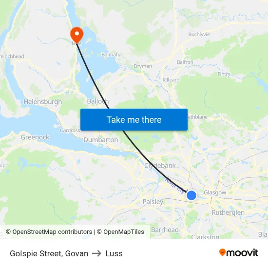Golspie Street, Govan to Luss map