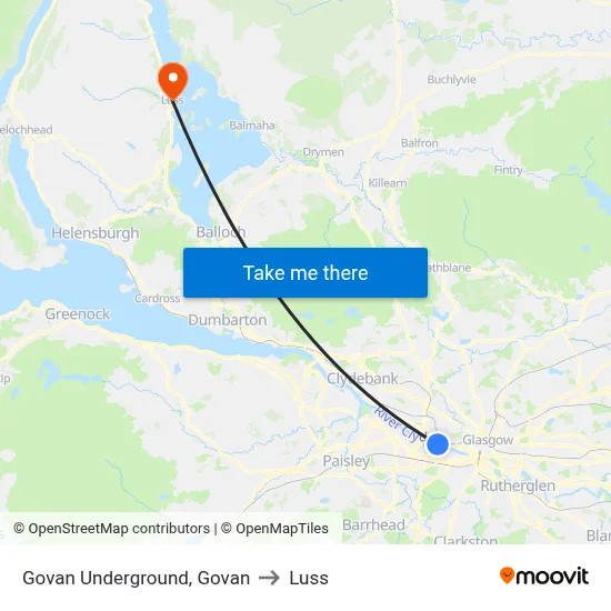 Govan Underground, Govan to Luss map
