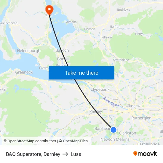 B&Q Superstore, Darnley to Luss map