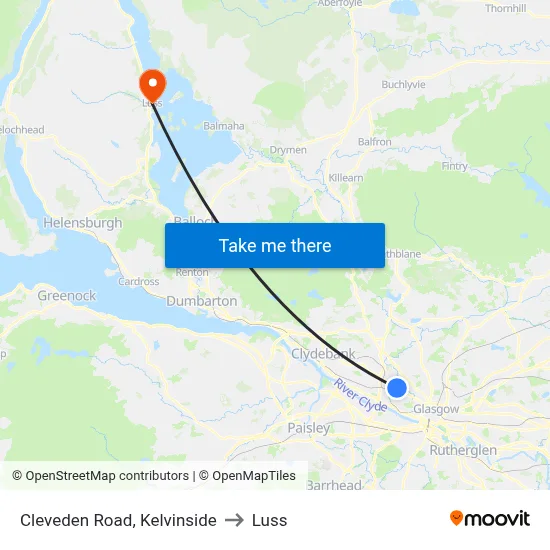 Cleveden Road, Kelvinside to Luss map