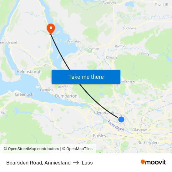 Bearsden Road, Anniesland to Luss map