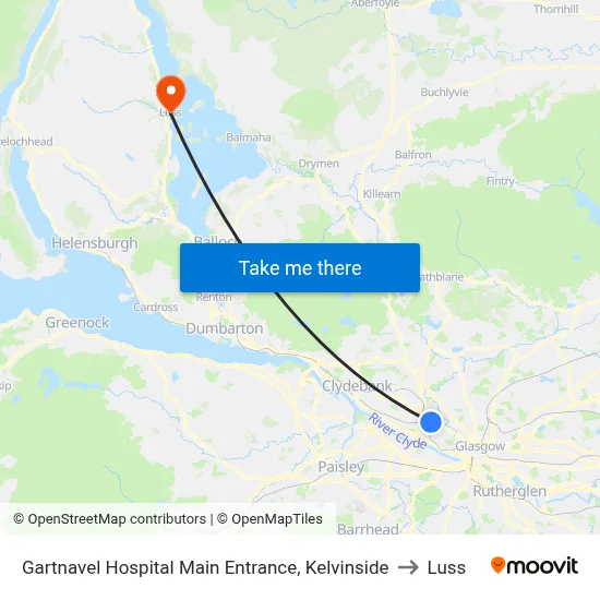 Gartnavel Hospital Main Entrance, Kelvinside to Luss map