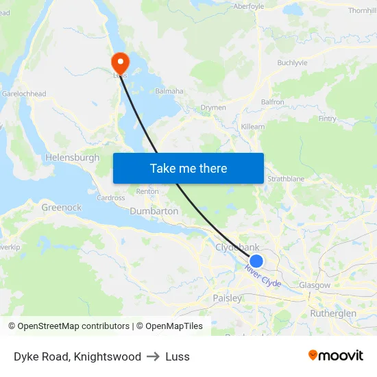 Dyke Road, Knightswood to Luss map