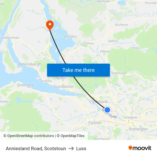 Anniesland Road, Scotstoun to Luss map