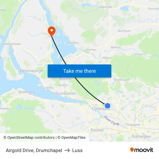 Airgold Drive, Drumchapel to Luss map
