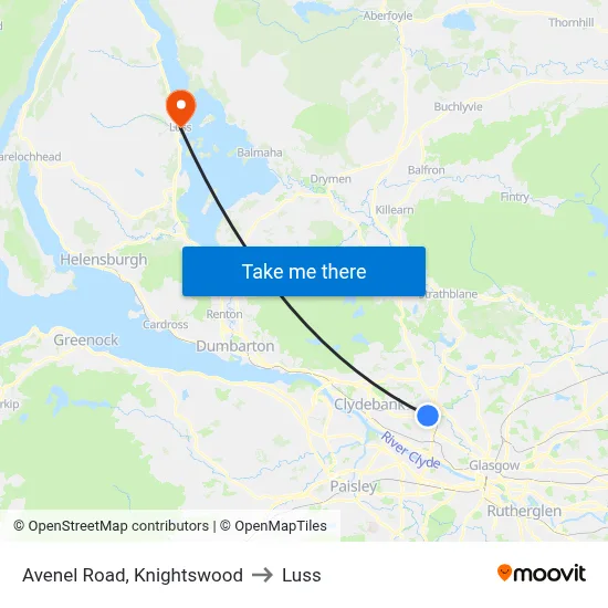 Avenel Road, Knightswood to Luss map