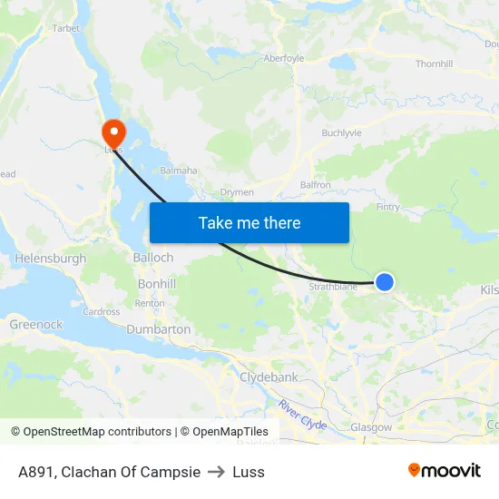 A891, Clachan Of Campsie to Luss map