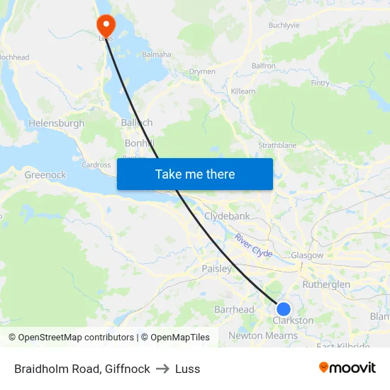 Braidholm Road, Giffnock to Luss map