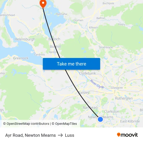 Ayr Road, Newton Mearns to Luss map