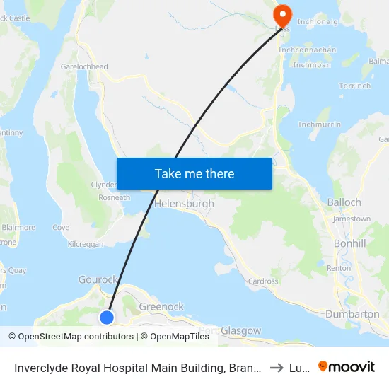 Inverclyde Royal Hospital Main Building, Branchton to Luss map