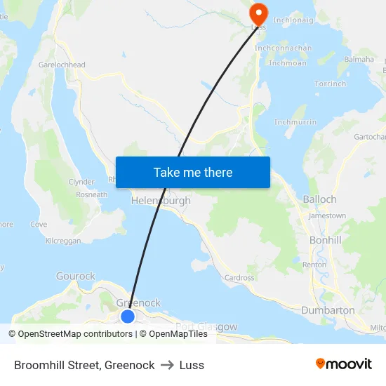Broomhill Street, Greenock to Luss map
