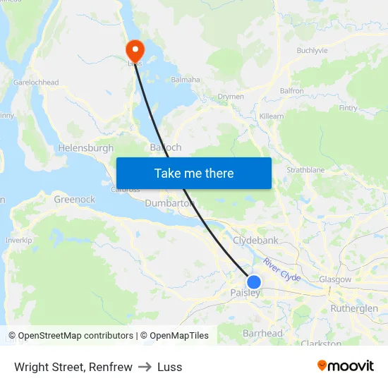 Wright Street, Renfrew to Luss map