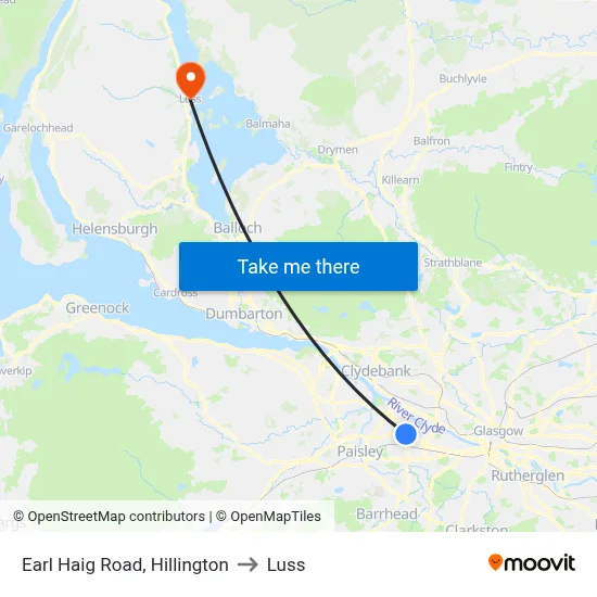 Earl Haig Road, Hillington to Luss map
