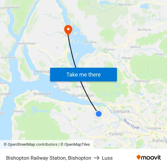Bishopton Railway Station, Bishopton to Luss map