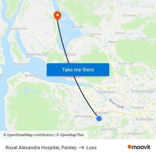 Royal Alexandra Hospital, Paisley to Luss map
