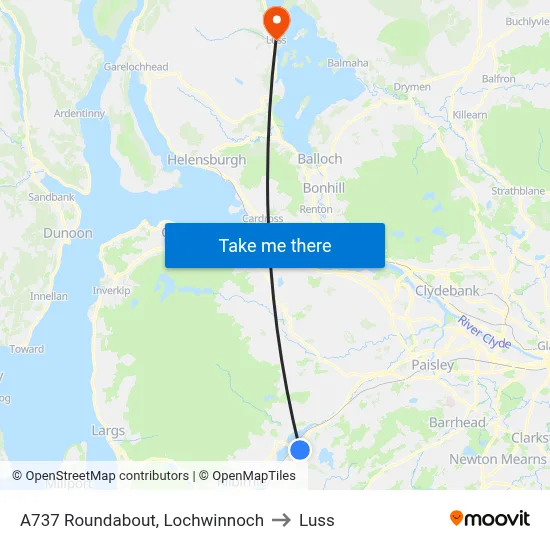 A737 Roundabout, Lochwinnoch to Luss map