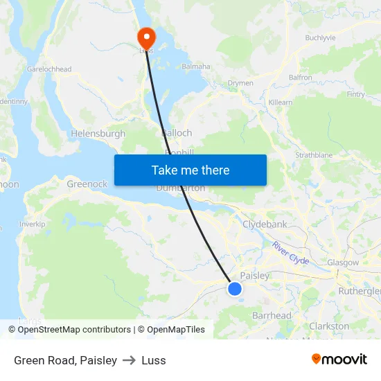 Green Road, Paisley to Luss map