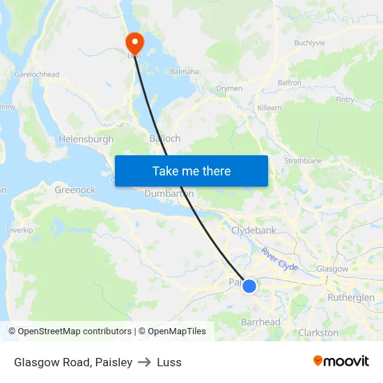 Glasgow Road, Paisley to Luss map