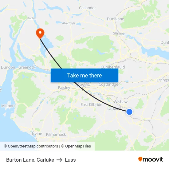 Burton Lane, Carluke to Luss map
