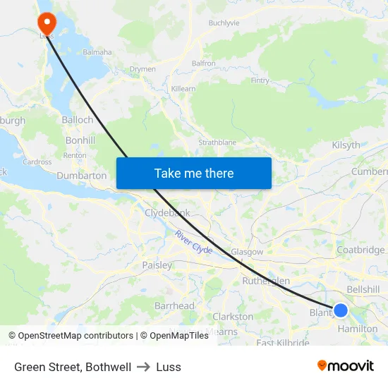 Green Street, Bothwell to Luss map