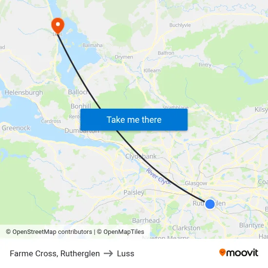 Farme Cross, Rutherglen to Luss map