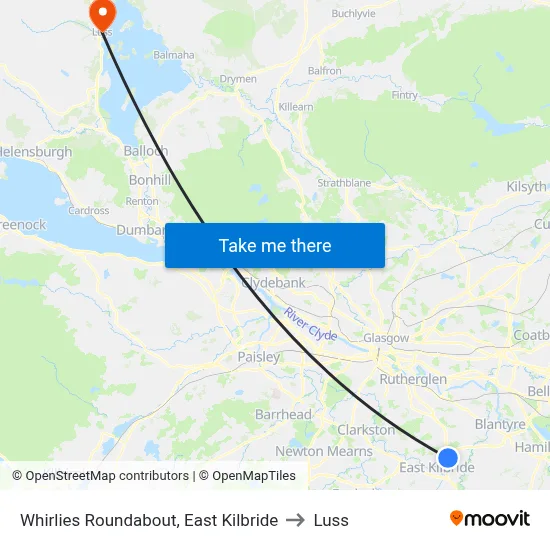 Whirlies Roundabout, East Kilbride to Luss map