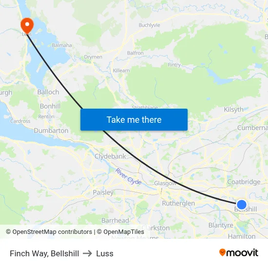 Finch Way, Bellshill to Luss map