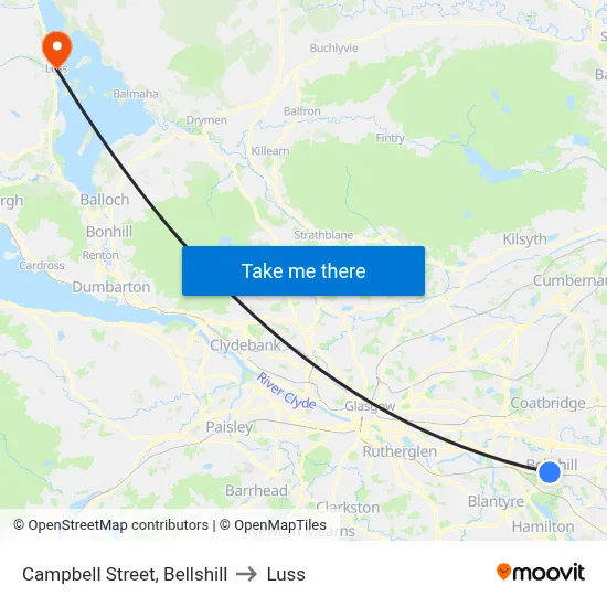 Campbell Street, Bellshill to Luss map