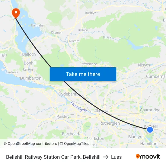 Bellshill Railway Station Car Park, Bellshill to Luss map
