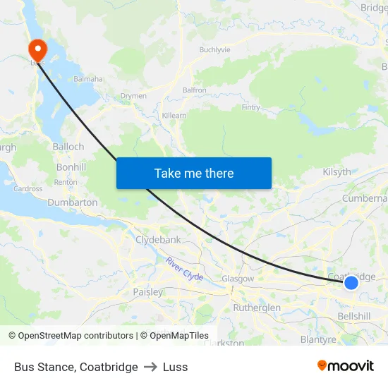 Bus Stance, Coatbridge to Luss map