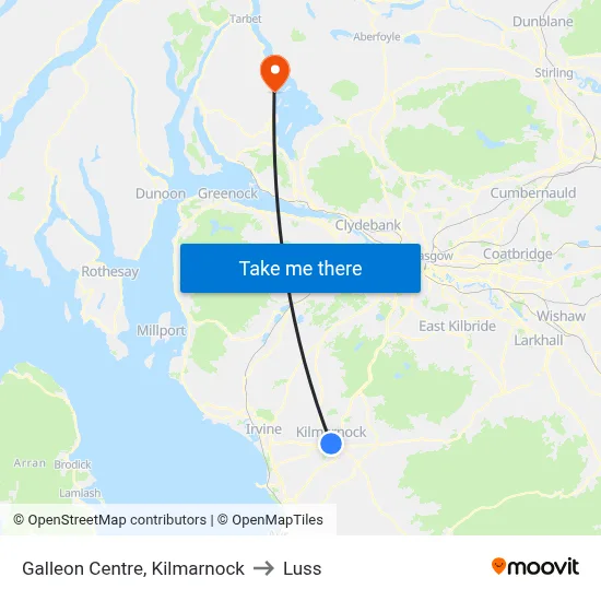 Galleon Centre, Kilmarnock to Luss map