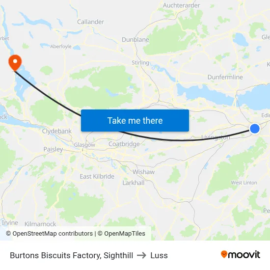 Burtons Biscuits Factory, Sighthill to Luss map
