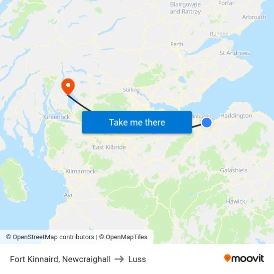 Fort Kinnaird, Newcraighall to Luss map