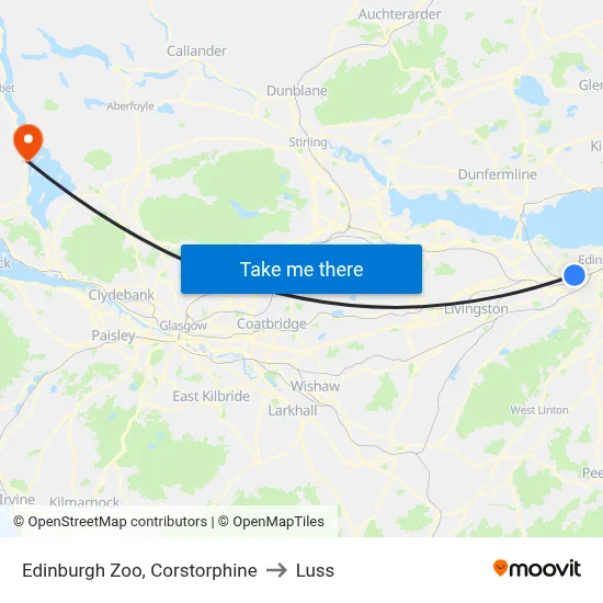 Edinburgh Zoo, Corstorphine to Luss map