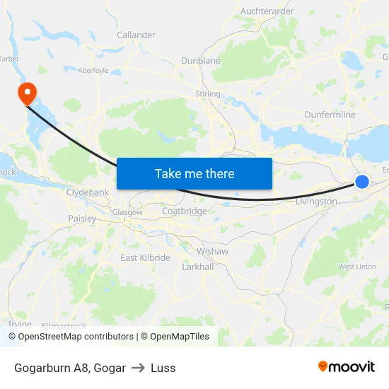 Gogarburn A8, Gogar to Luss map