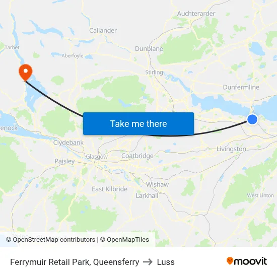 Ferrymuir Retail Park, Queensferry to Luss map