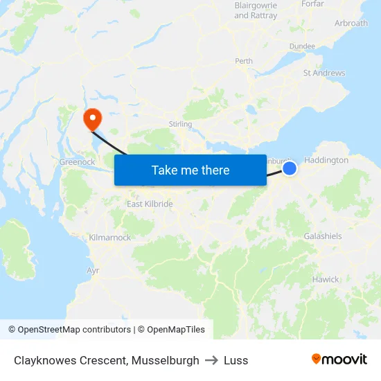 Clayknowes Crescent, Musselburgh to Luss map